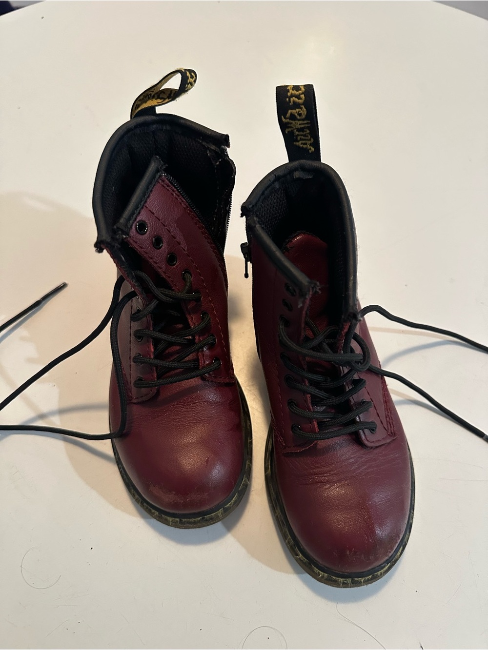 Dr. Martens Kids Burgundy Lace-Up Ankle Boots